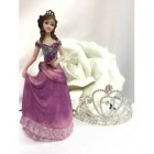 Sweet 16 Mis Quince Anos 15 Birthday Cake Top Figurine Decoration Purple 7 1/2" H 